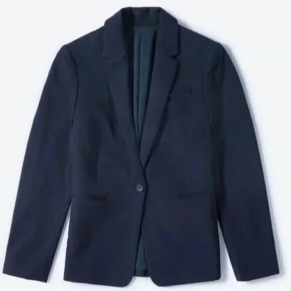 Everlane The Italian GoWeave Classic Blazer Navy Blue Wrinkle Resistant Size 6P - Picture 2 of 3